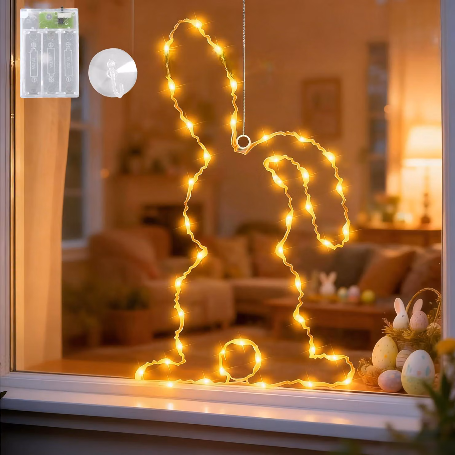 Luce LED per finestre (A) – Decorazione pasquale, alimentata a batteria