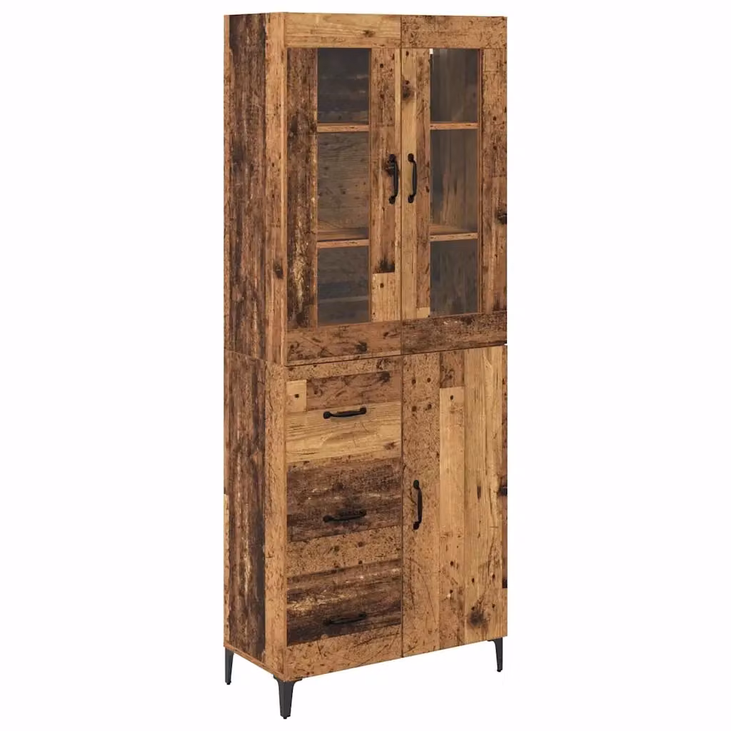 Credenza vidaXL in legno ingegnerizzato marrone con ante e cassetti, stile minimalista, L/P/H: 69,5 x 34 x 180 cm – 2