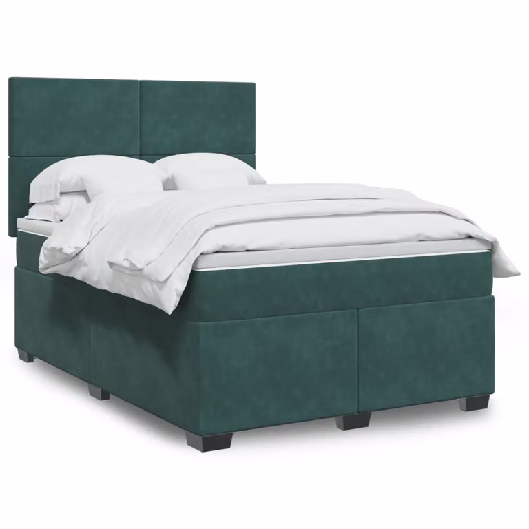 Maison Exclusive - Letto boxspring con materasso verde scuro 140x200 cm velluto