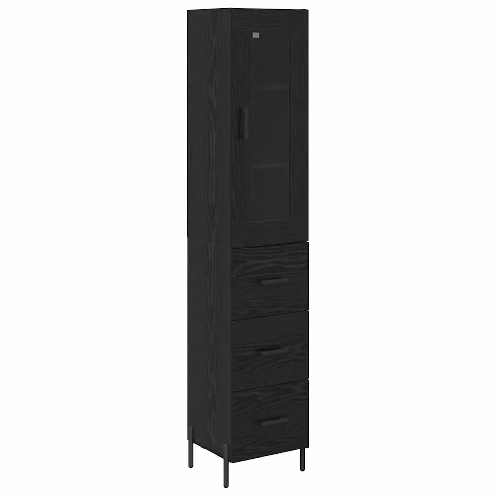 Credenza moderna vidaXL in nero lucido con legno MDF e metallo L/P/H: 34,5 x 34 x 180 cm – 2