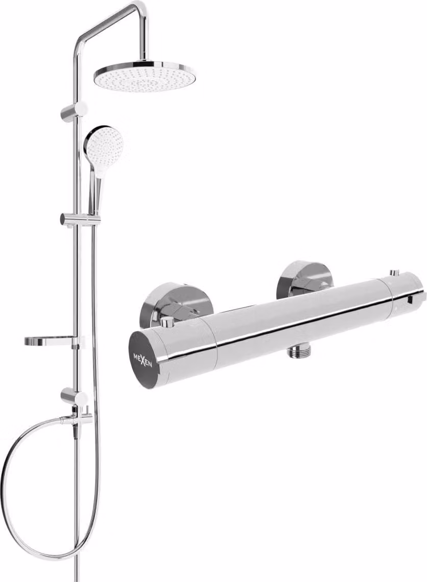 Mexen Erik set doccia esterno con soffione e miscelatore termostatico Kai, cromo - 77100205-00