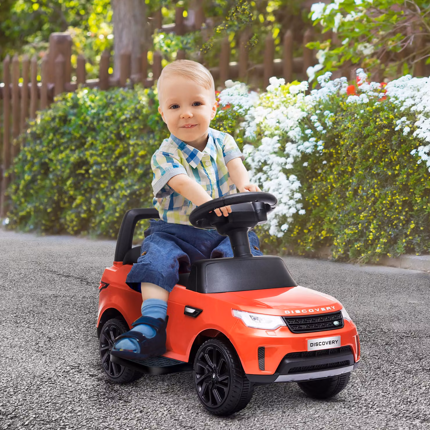 AIYAPLAY Macchina Elettrica e a Spinta per Bambini Land Rover 6V con Luci e Suoni, Rosso – 2