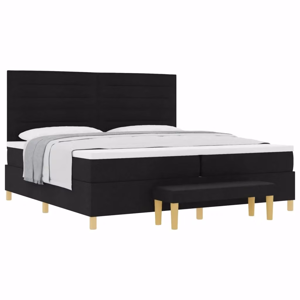 Letto a molle con materasso vidaXL in tessuto nero L 200 cm x P 200 cm x H 203 cm – 2