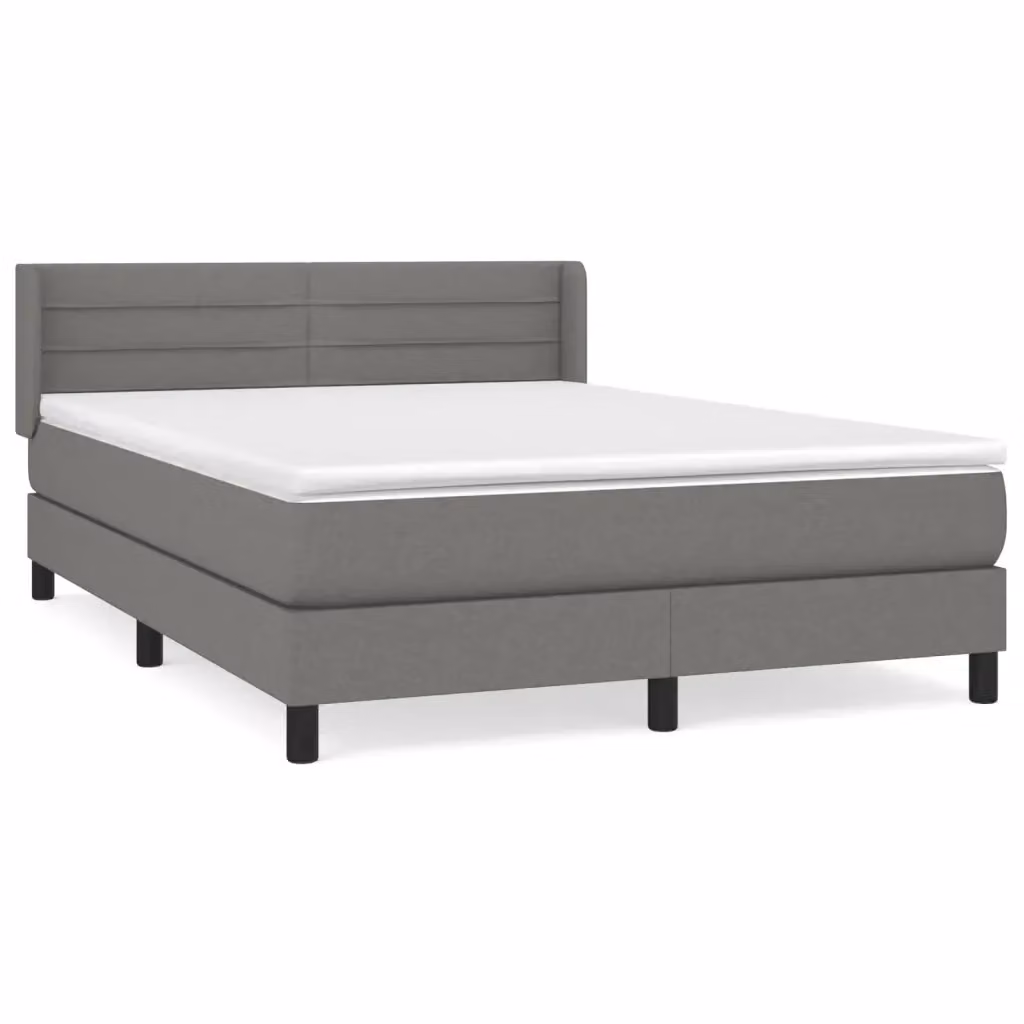vidaXL Giroletto a Molle con Materasso Grigio e Bianco in Tessuto L/P/H: 200 x 140 x 88 cm – 2