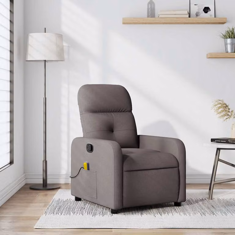 vidaXL Poltrona Reclinabile Relax Moderno in Tessuto Beige e Grigio con Braccioli
