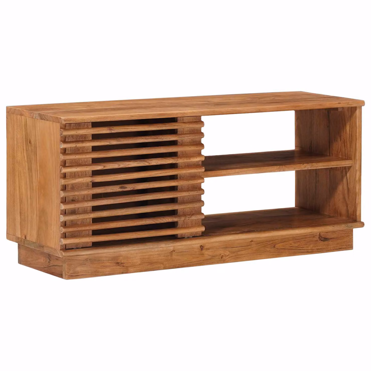 Mobile TV vidaXL in legno di acacia naturale con vani porta per soggiorno L 90 x P 30 x H 40 cm
