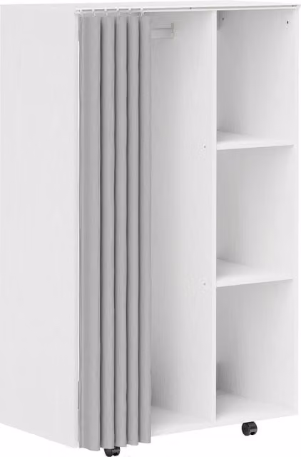 Stand Appendiabiti HOMCOM con 4 Ruote, Asta per Vestiti e Ripiani Aperti, Bianco