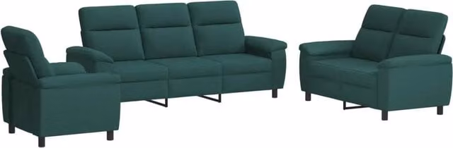 Set di divani 3 pezzi vidaXL in tessuto verde e nero con struttura in metallo per soggiorno
