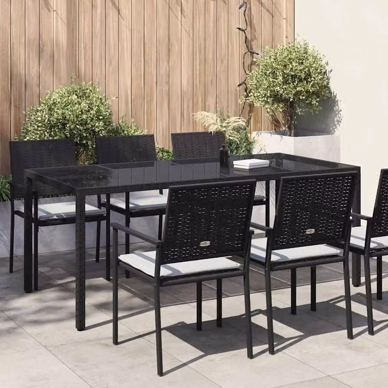 Tavolo da giardino quadrato vidaXL in polyrattan nero resistente ai raggi UV