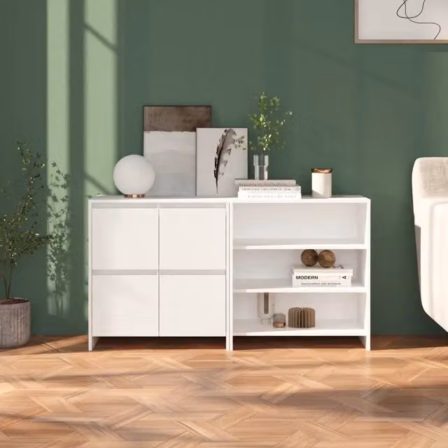 Credenze 2 pz Bianche in Legno Multistrato 3098081