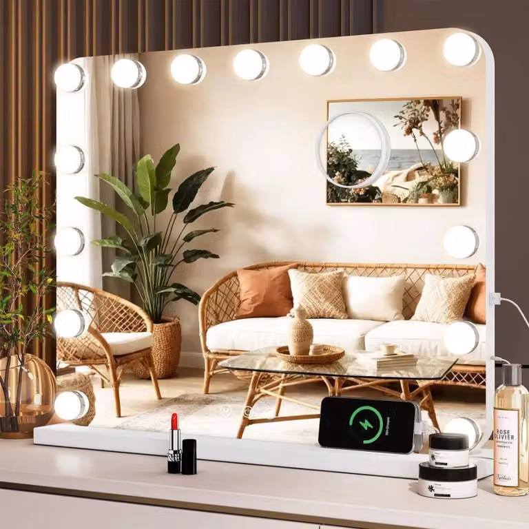 Specchio da trucco Clevich illuminato, 50x40 cm. Specchio "Hollywood" con illuminazione