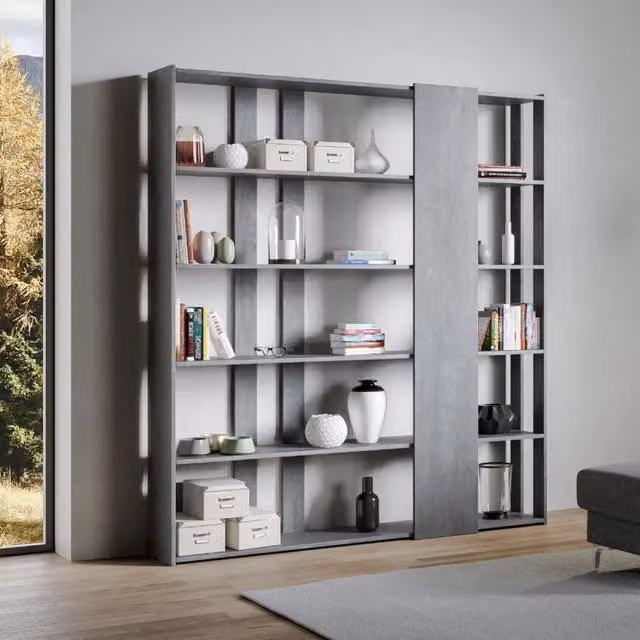 Composizione Libreria D Kato 6R 2 fianchi 4 fasce lunghe - Cemento