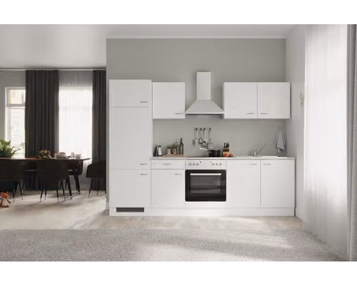 Blocco cucina con elettrodomestici Flex Well Wito 270 cm frontale colore mat bianco mobile colore bianco