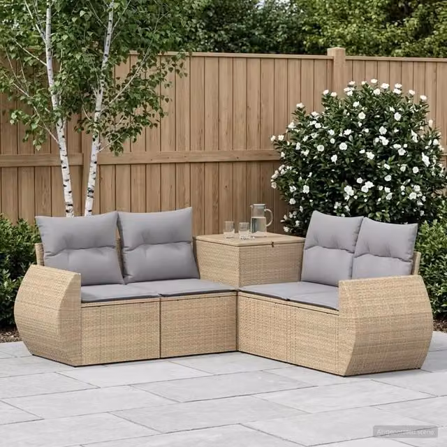 Set di divani 5 pz Beige e Grigio Chiaro 188 x 188 x 85 cm 3447905
