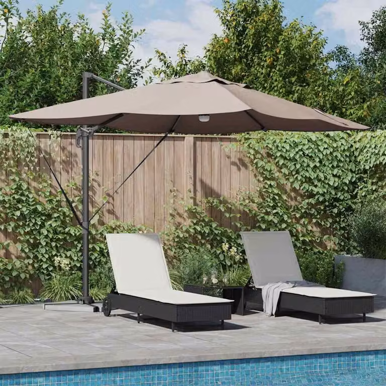 Maison Exclusive - Ombrellone, dimensioni 351 x 250 x 253 cm, realizzato in poliestere e alluminio, colore tortora
