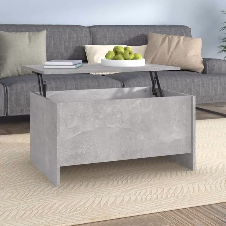 The Living Store tavolino in cemento grigio 80x55,5x41,5 cm materiale a base di legno