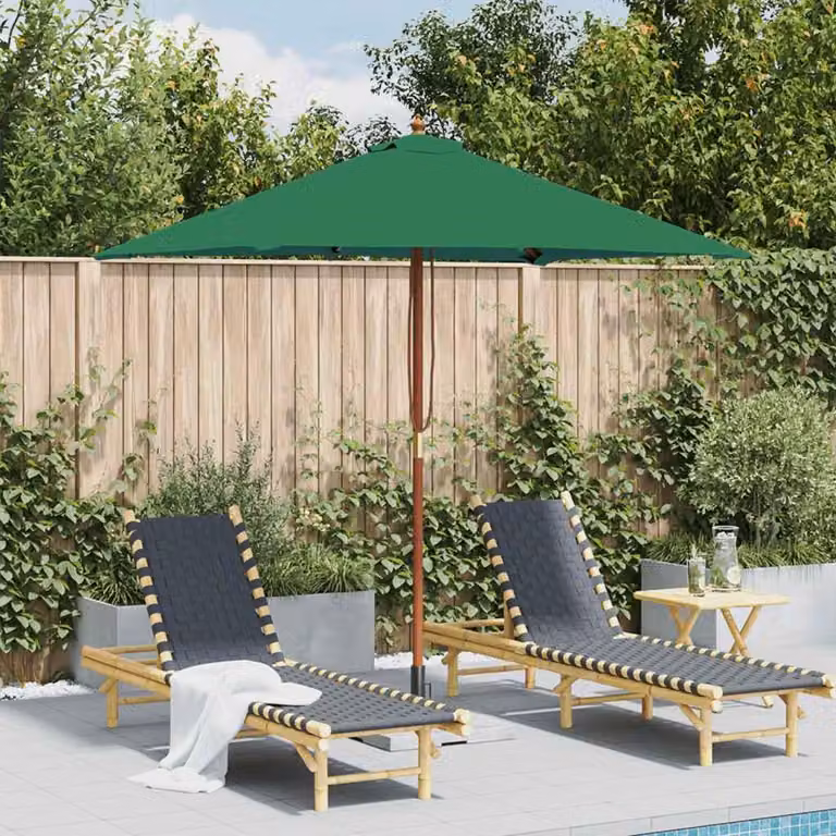 Maison Exclusive - Ombrellone con palo in legno, 150x200 cm, colore verde