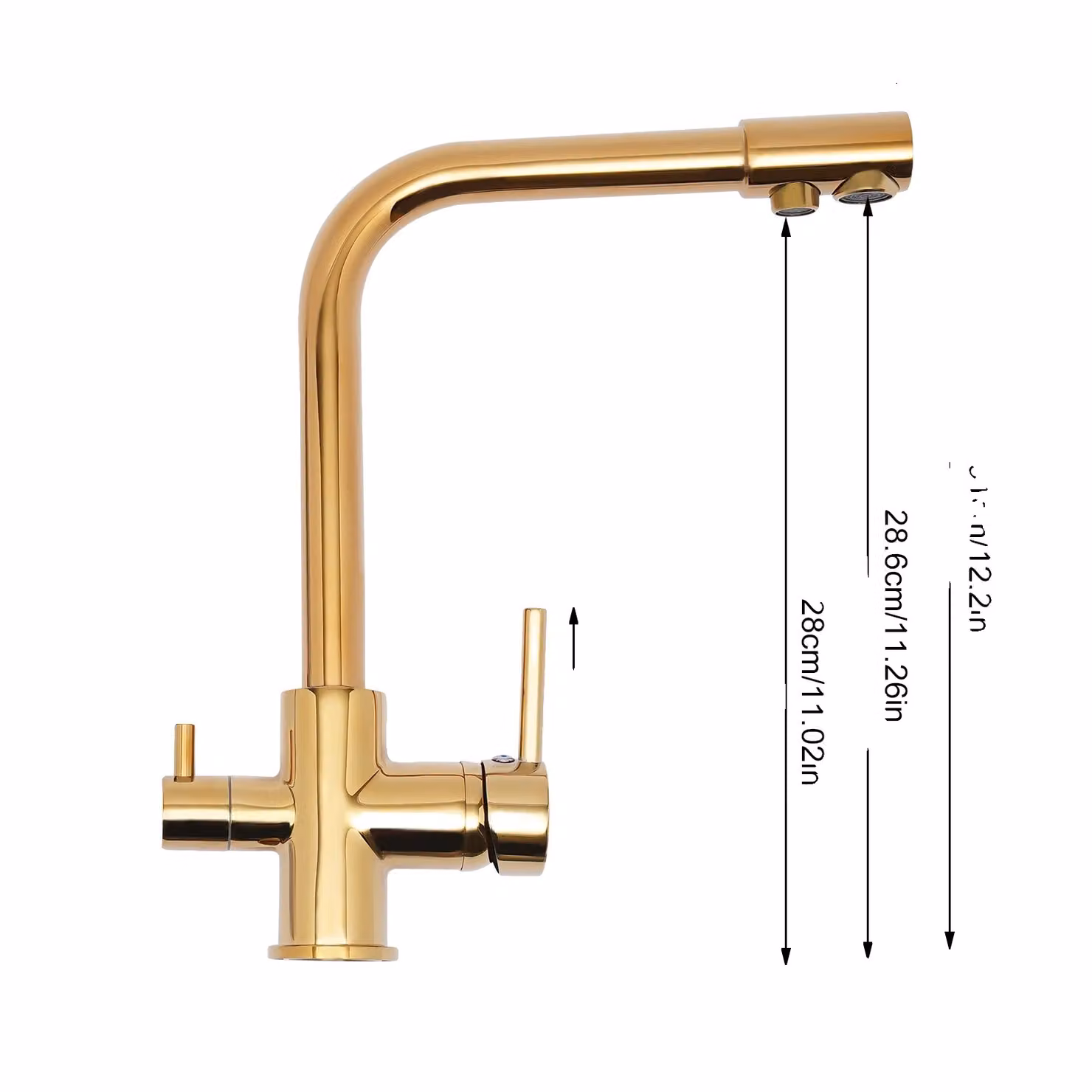 Rubinetto da cucina, finitura oro, rotazione a 360°, doppio controllo dell'acqua , oro
