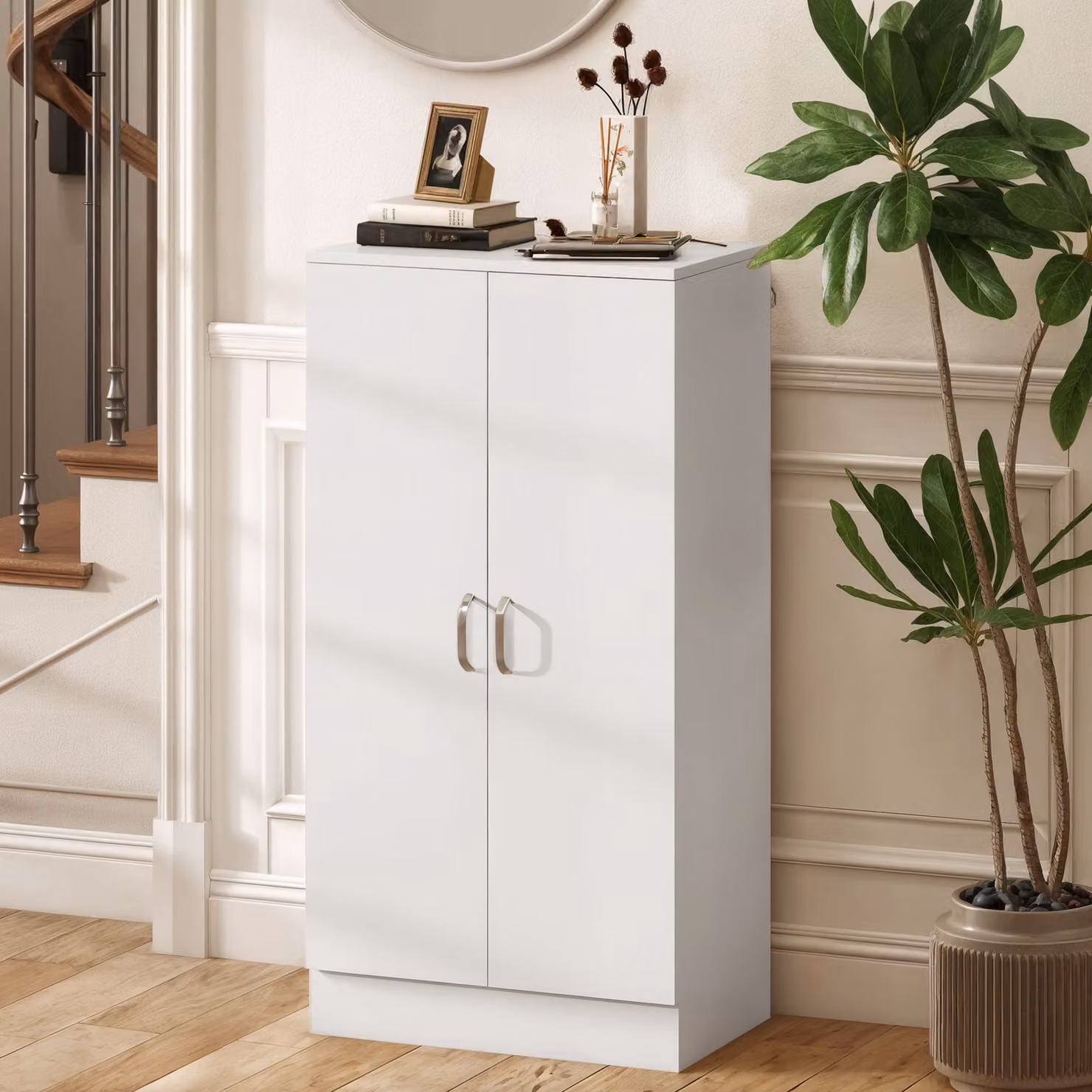 Armadio Scarpiera HOMCOM in Legno Bianco con 6 Ripiani Regolabili e Ante Soft Close, L 55 cm x P 35 cm x H 108 cm – 2