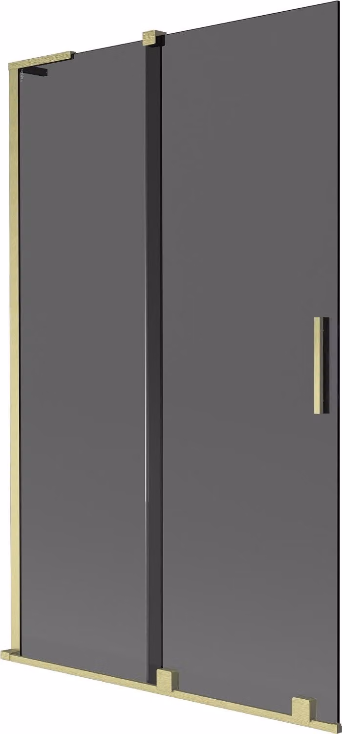 Mexen Velar L paratia per vasca da bagno scorrevole a 2 ante 110 x 150 cm, grafite, oro spazzolato - 896-110-003-41-55