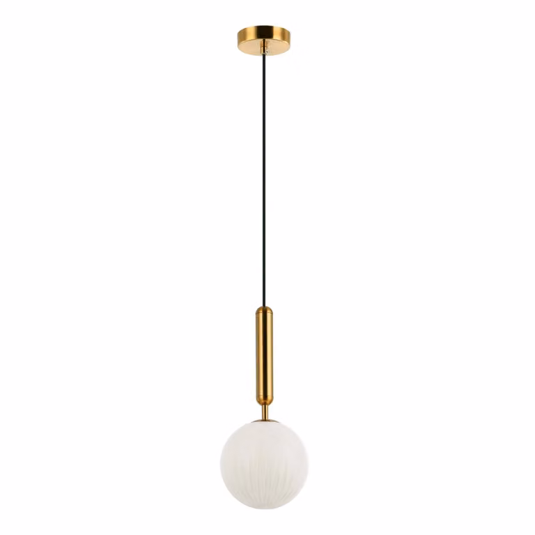 Viokef Lampada a sospensione in vetro Jolin, dimmerabile, Ottone / Oro, Soggiorno / Sala da pranzo, Vetro, Lampada a sospensione