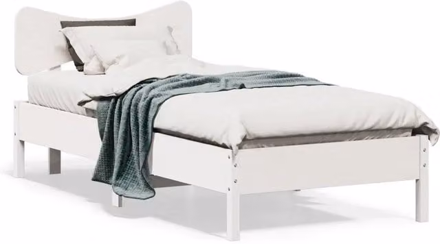 Struttura Letto Design Mania in Legno Massello di Pino Bianco con Doghe Rigide L/P: 100 x 200 cm