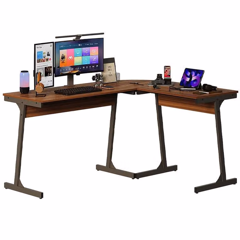 Scrivania Da Computer Angolare 148 Cm – Moderna, Stile Industriale | Marrone Scuro Loft