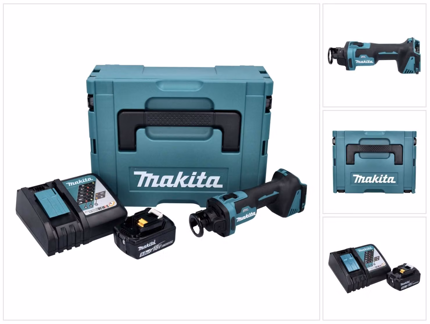 Makita DCO 181 RT1J Fresa rotante a batteria 18 V 32000 rpm brushless + 1x batteria ricaricabile 5.0 Ah + caricabatterie + Makpac