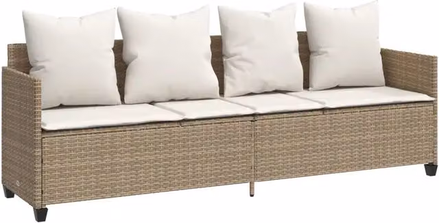 Lettino Prendisole | Sdraio da giardino | Lettino da sole con Cuscini Beige?in Polyrattan