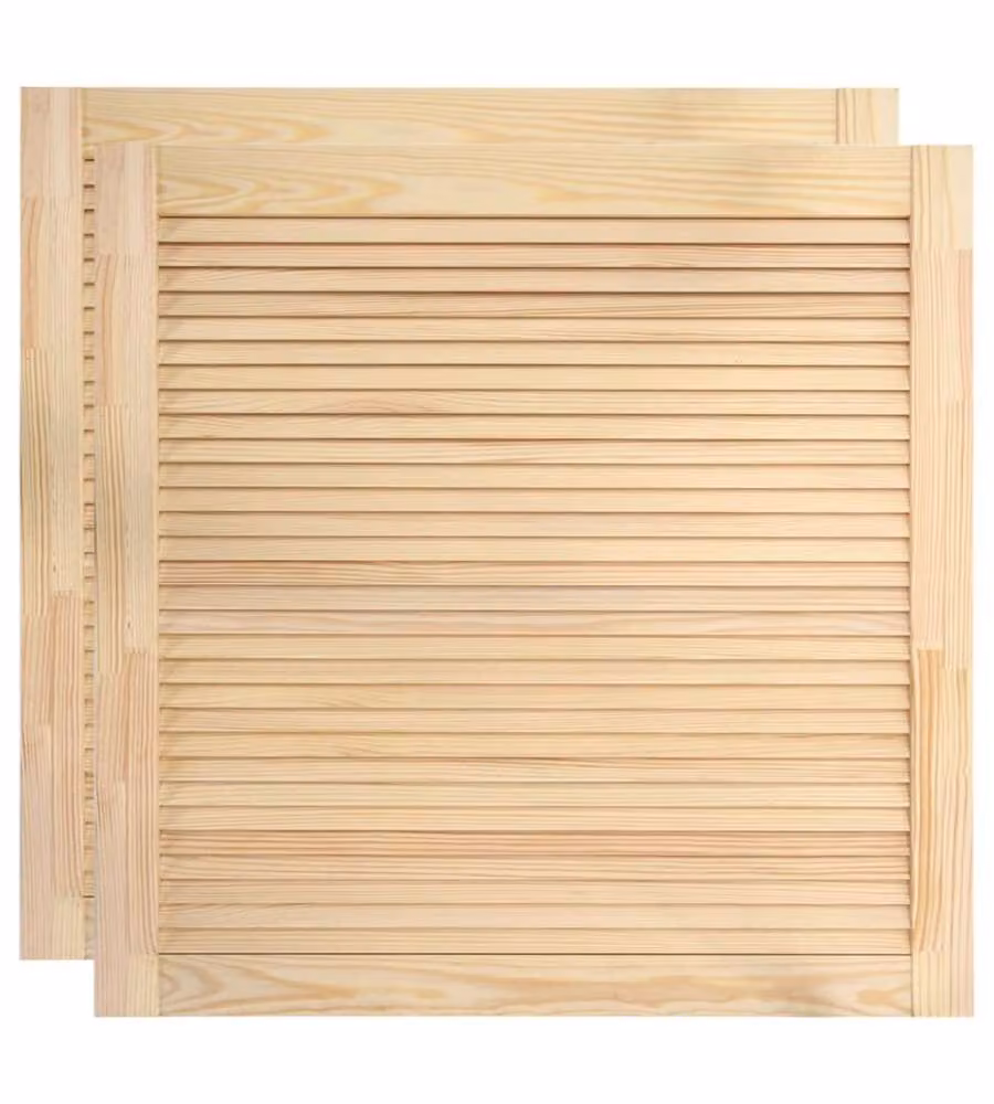 Set di 2 ante a lamelle in legno massello di pino color beige vidaXL L: 39,5 cm x H: 39,4 cm