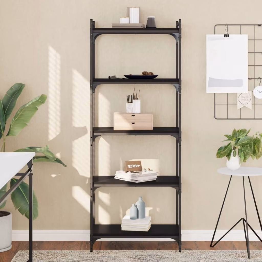 Libreria a 5 Ripiani vidaXL in Stile Industrial, Colore Nero, L/P/H: 60 x 30 x 154 cm