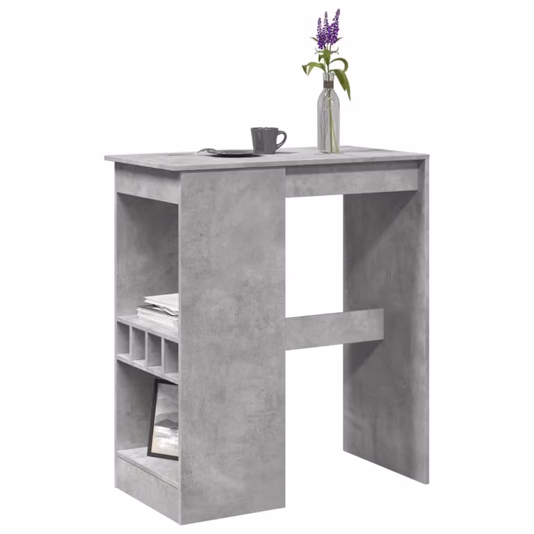 vidaXL Tavolo Bar con Rastrelliera Grigio L: 90 cm, P: 47,5 cm, H: 103,5 cm