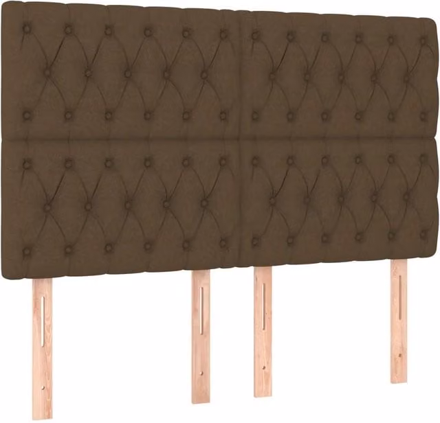 Testiera classica in tessuto marrone scuro con struttura in legno di larice L: 144 cm, P: 7 cm, H: 118-128 cm – 1