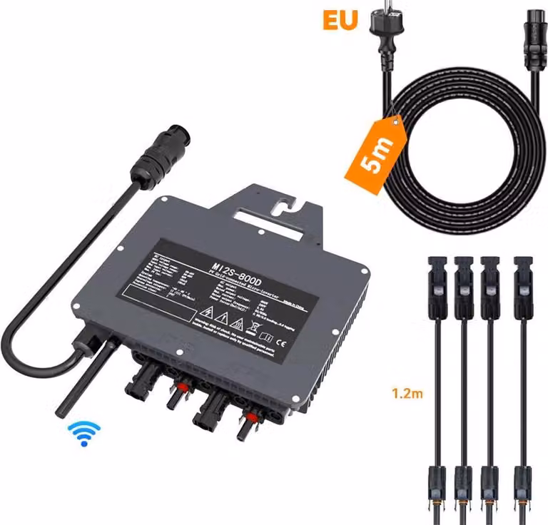 Micro-inverter, potenza di uscita 800W, connessione WiFi intelligente, inverter da 800W, uscita AC 230V, ingresso DC 22-50V
