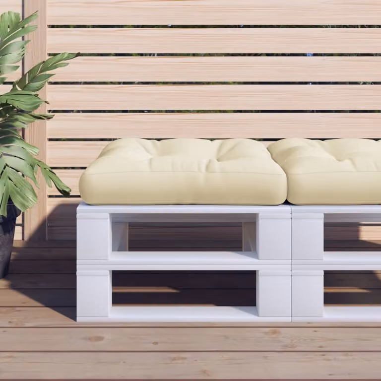 Cuscino per Pallet vidaXL Beige in Poliestere Idrorepellente e Resistente ai Raggi UV L: 60 cm, P: 61,5 cm, H: 10 cm