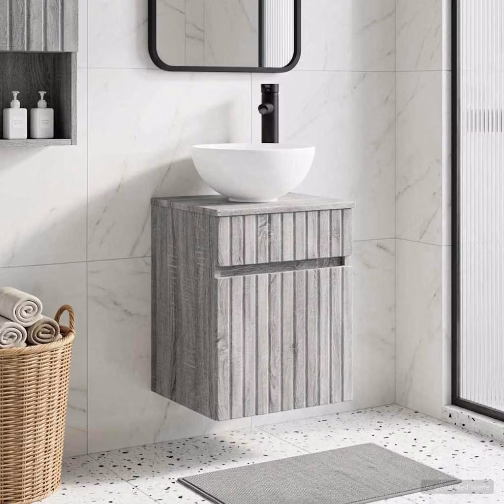 Mobile lavabo da parete vidaXL in stile moderno, colore grigio opaco, L: 39 cm, P: 35 cm, H: 63 cm