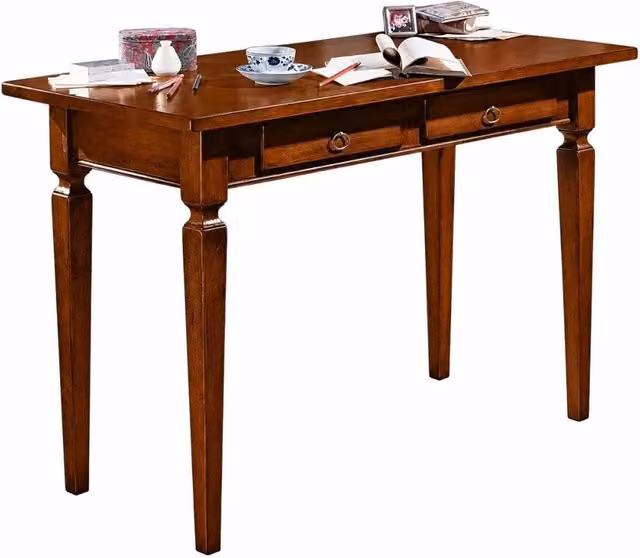 Scrivania in legno massello Mobili 2G stile arte povera colore noce L: 120 cm, P: 58 cm, H: 79 cm – 5