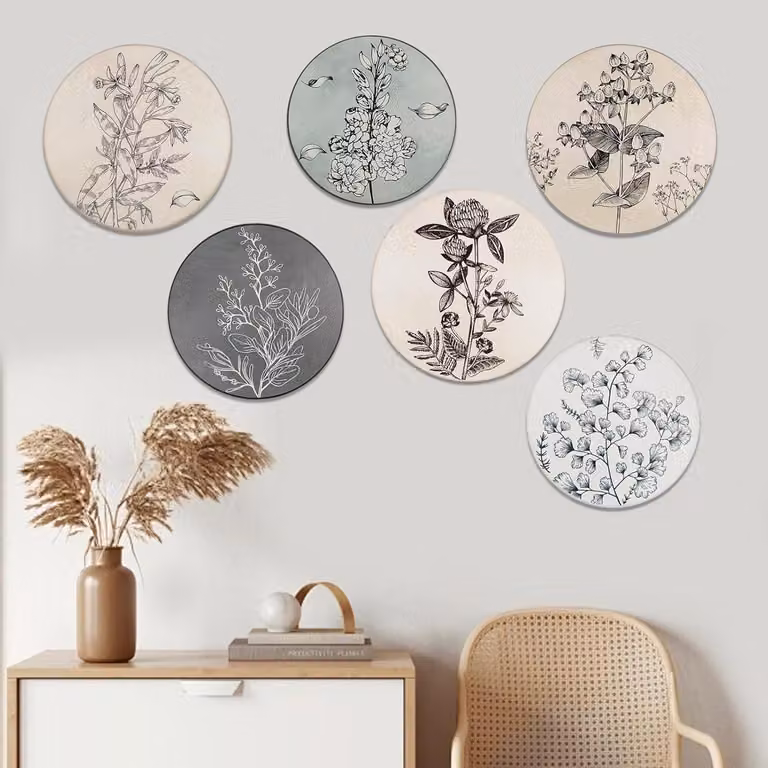 Decorazione da parete in legno boho - arte da parete minimalista - 1 pezzo - legno naturale - rotondo