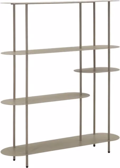 Libreria Saturno Tortora - Struttura in metallo con 3 ripiani, design moderno ed elegante, 118x31x139 cm - Arredamento Contemporaneo