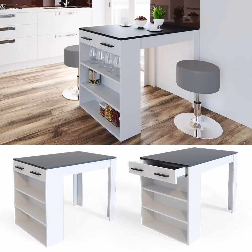 Tavolo da pranzo moderno Vicco Repose rettangolare in MDF, Antracite/Bianco, L: 100 cm, P: 67 cm, H: 77,5 cm – 2