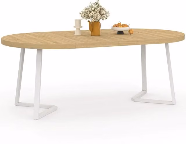 IDMarket - SELMA tavolo da pranzo rotondo allungabile 4-10 persone legno e bianco 110-200 cm