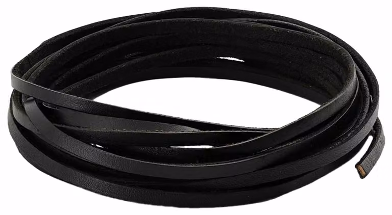 Cinghia in pelle, colore nero, dimensioni 500 x 0,4 cm, materiale: pelle