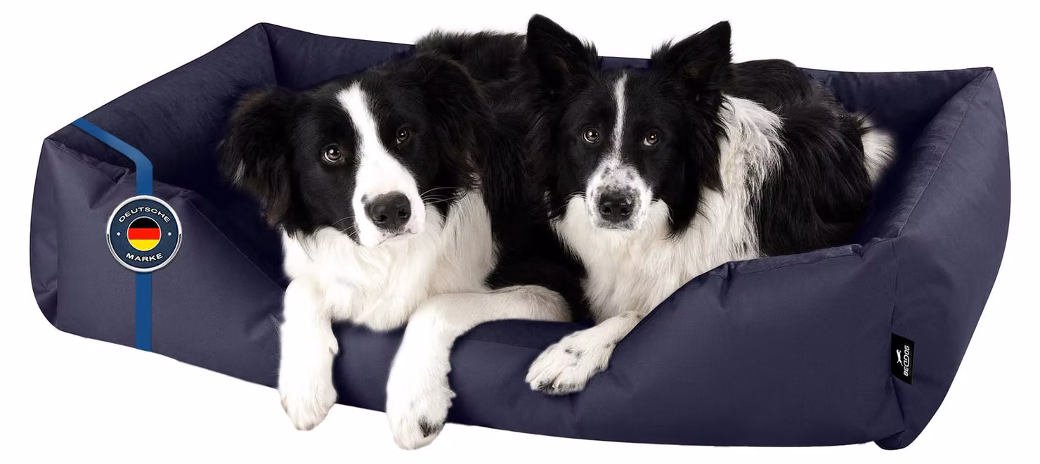 Letto per cani BedDog ZARA: cuscino per cani con rivestimento lavabile, cuccia per cani, divanetto per cani, NAVY-BLUE (blu scuro), (XXL) ca. 120x85x23 cm