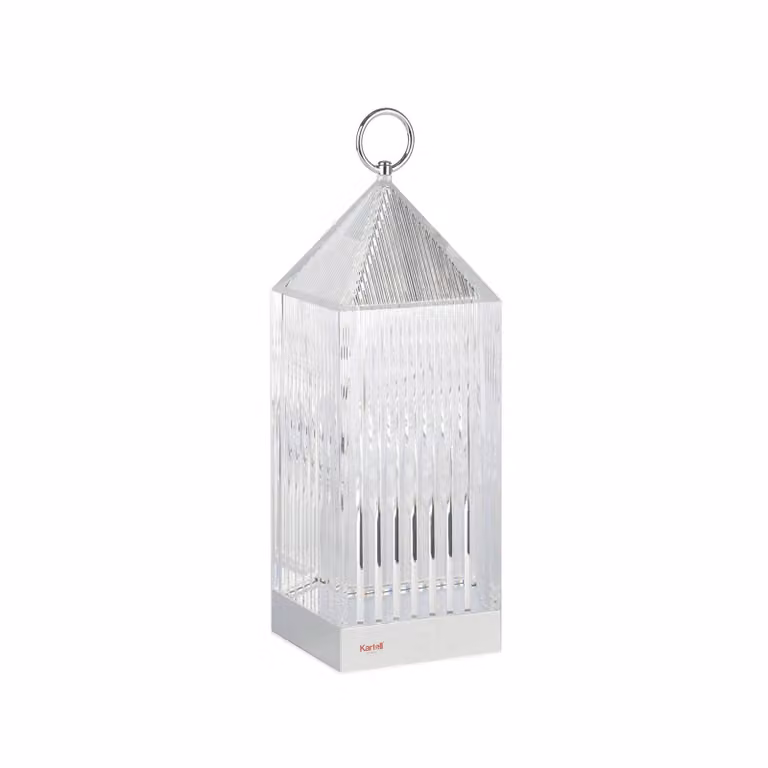 Kartell Lampada LED da tavolo Lantern, crystal, riciclata, IP54 dimmerabile, Chiaro / Trasparente, Camera da letto, Plastica, Design