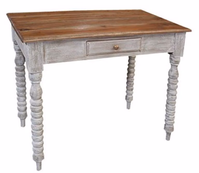 Casa Padrino scrivania in stile country shabby chic con cassetto marrone/bianco antico 90 x 56 x h. 75 cm - Mobili da ufficio in stile country