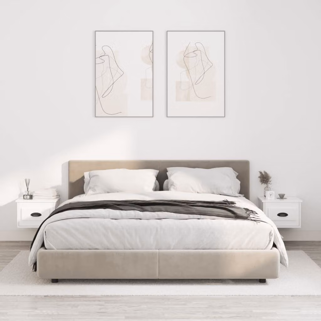 Set di 2 comodini da parete vidaXL in bianco lucido, L 41,5 cm x P 36 cm x H 28 cm