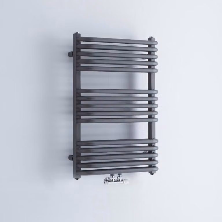 Scaldasalviette Termoarredo Bagno Curvo con Attacco Centrale - Antracite - 736 x 500mm - 590 Watt - Arch