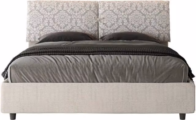 Letto Matrimoniale Moderno Giordanoshop con Rete Mados Giada Agata in Tessuto Beige con Fantasia Floreale L/P/H: 160 x 200 x 110 cm – 1