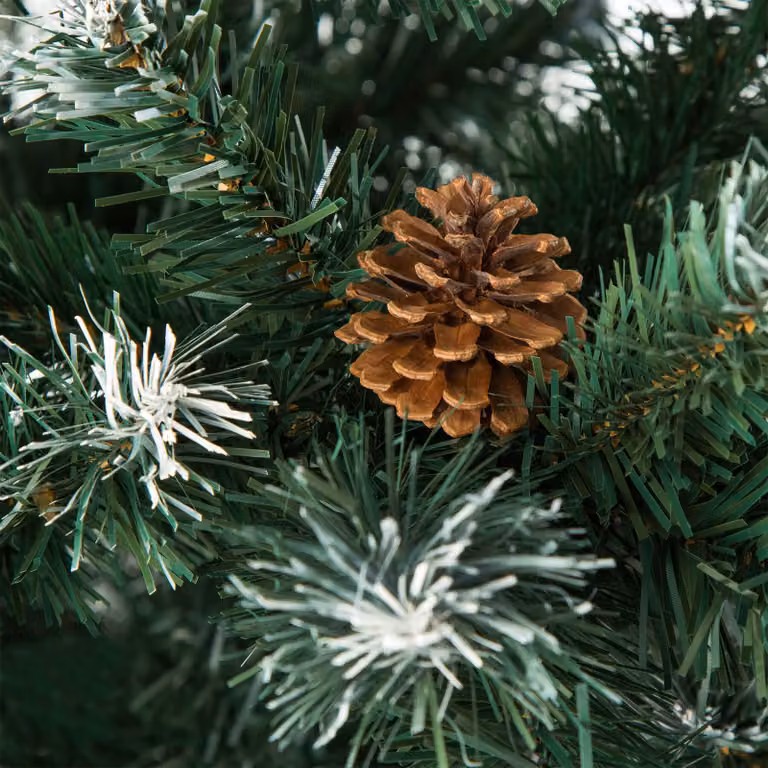 Albero di Natale artificiale Tectake verde con pigne e supporti in metallo, Altezza: 180 cm