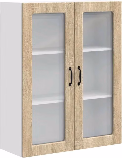Armadio da cucina a parete moderno con ripiani 80 x 31 x 100 cm spazio di archiviazione pratico finitura elegante in legno multistrato rovere sonoma 02_0054495
